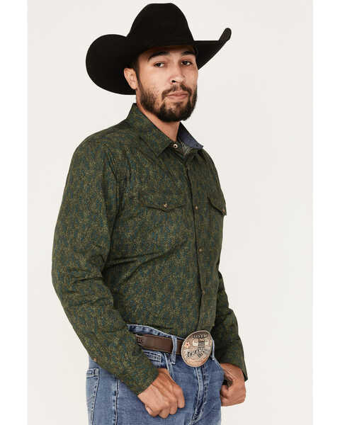 Image #2 - Moonshine Spirit Men's Limelight Paisley Print Long Sleeve Snap Western Shirt , Green, hi-res