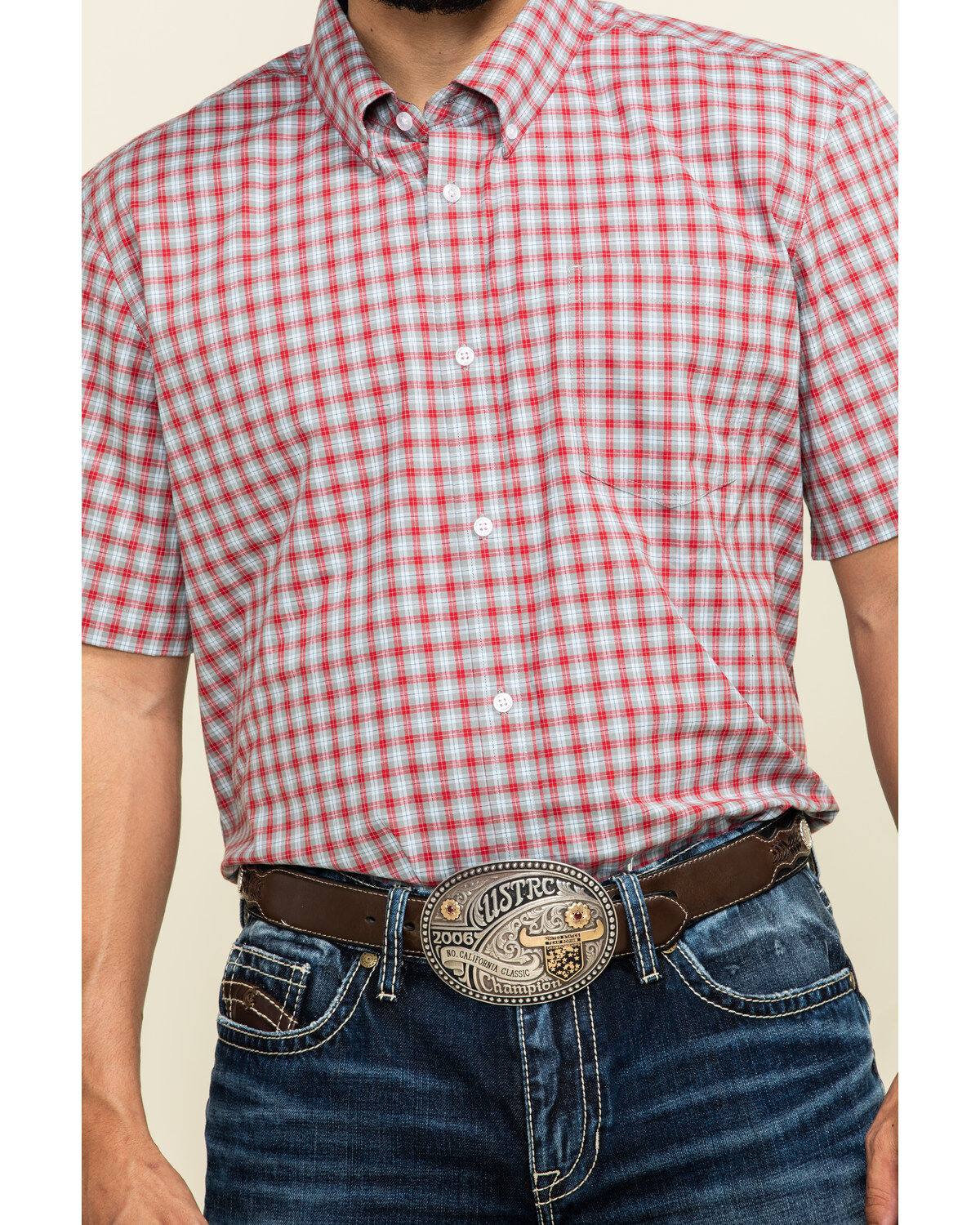 Image #4 - Cody James Core Men's Wild Ride Small Plaid Short Sleeve Western Shirt, , hi-res