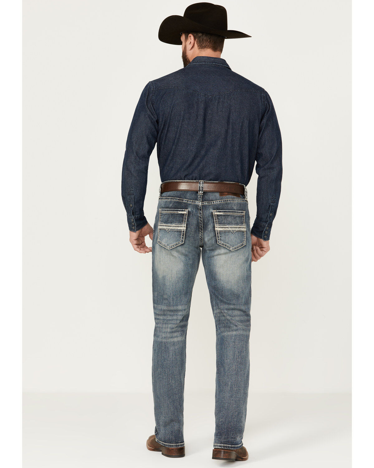 Product Name:  Rock & Roll Denim Men's Double Barrel Medium Vintage Wash Relaxed Stackable Bootcut Stretch Denim Jeans