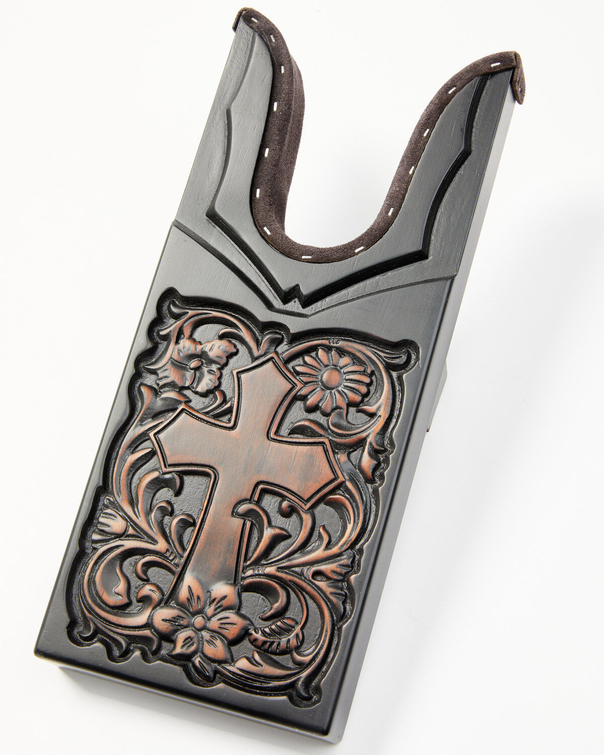 Image #2 - Boot Barn Tooled Cross Boot Jack, Dark Brown, hi-res