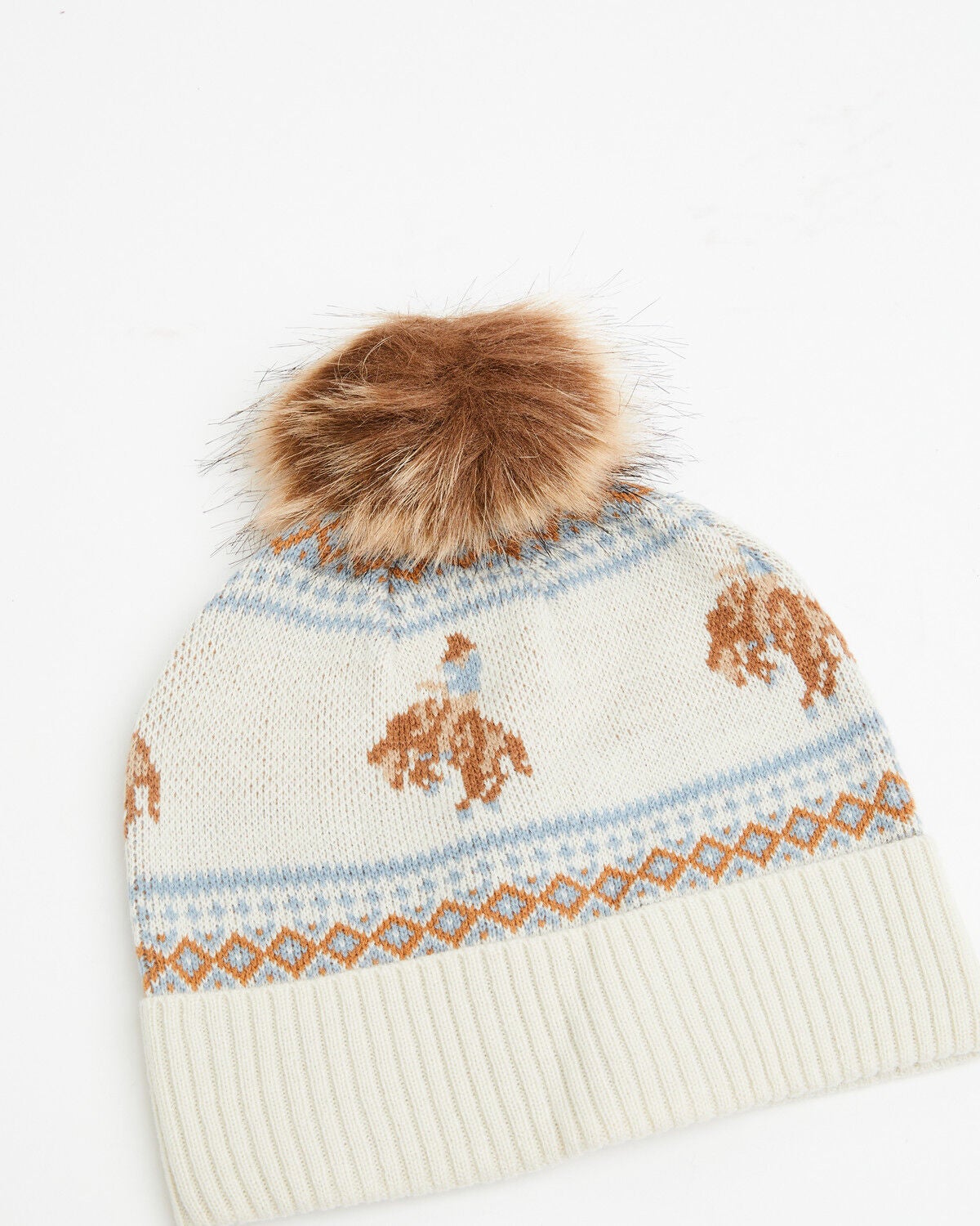 Idyllwind Women's Appaloosa Southwestern Knit Beanie, Cream/blue, hi-res