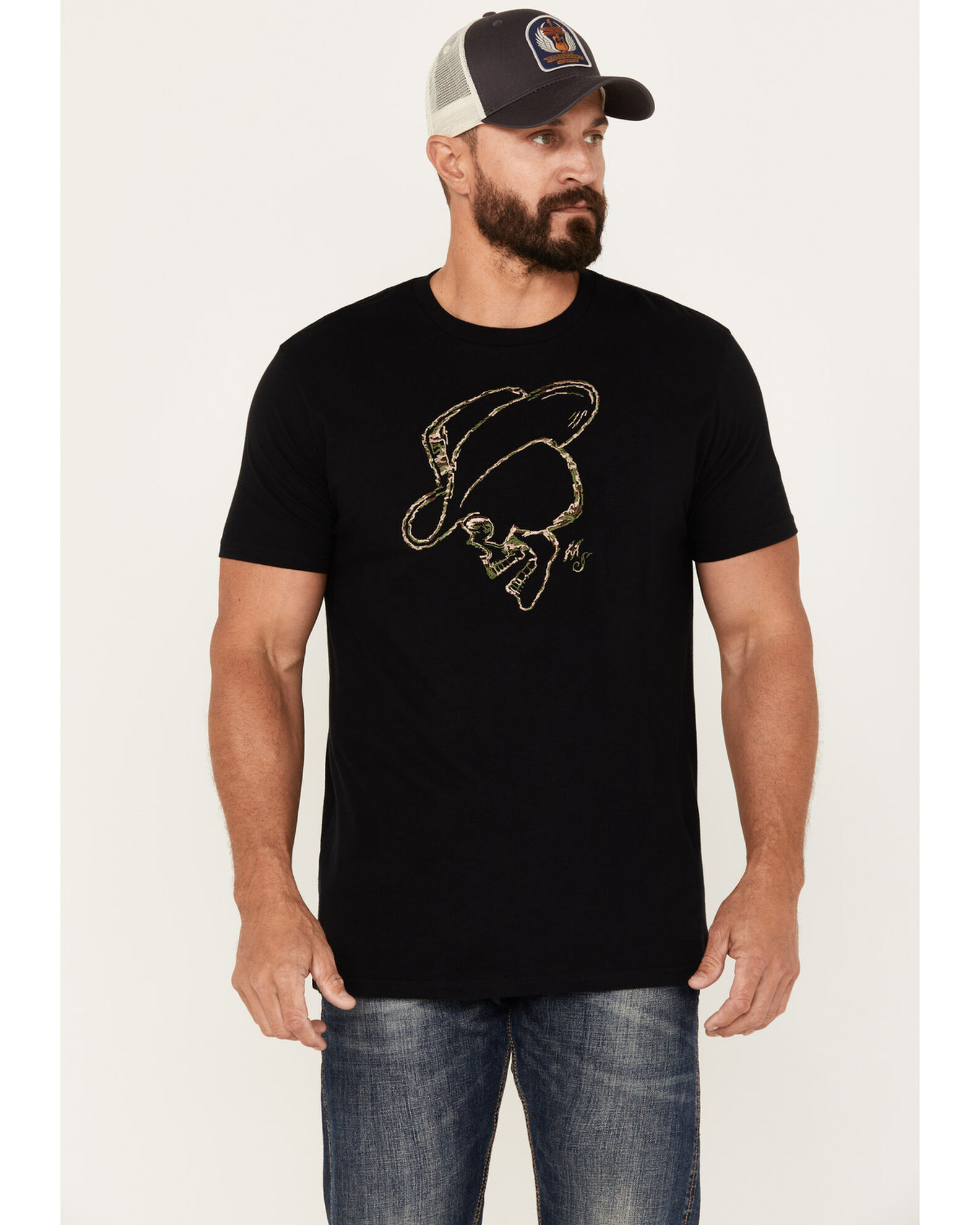 Moonshine Spirit Men's Camo Stitched Short Sleeve Graphic T-Shirt