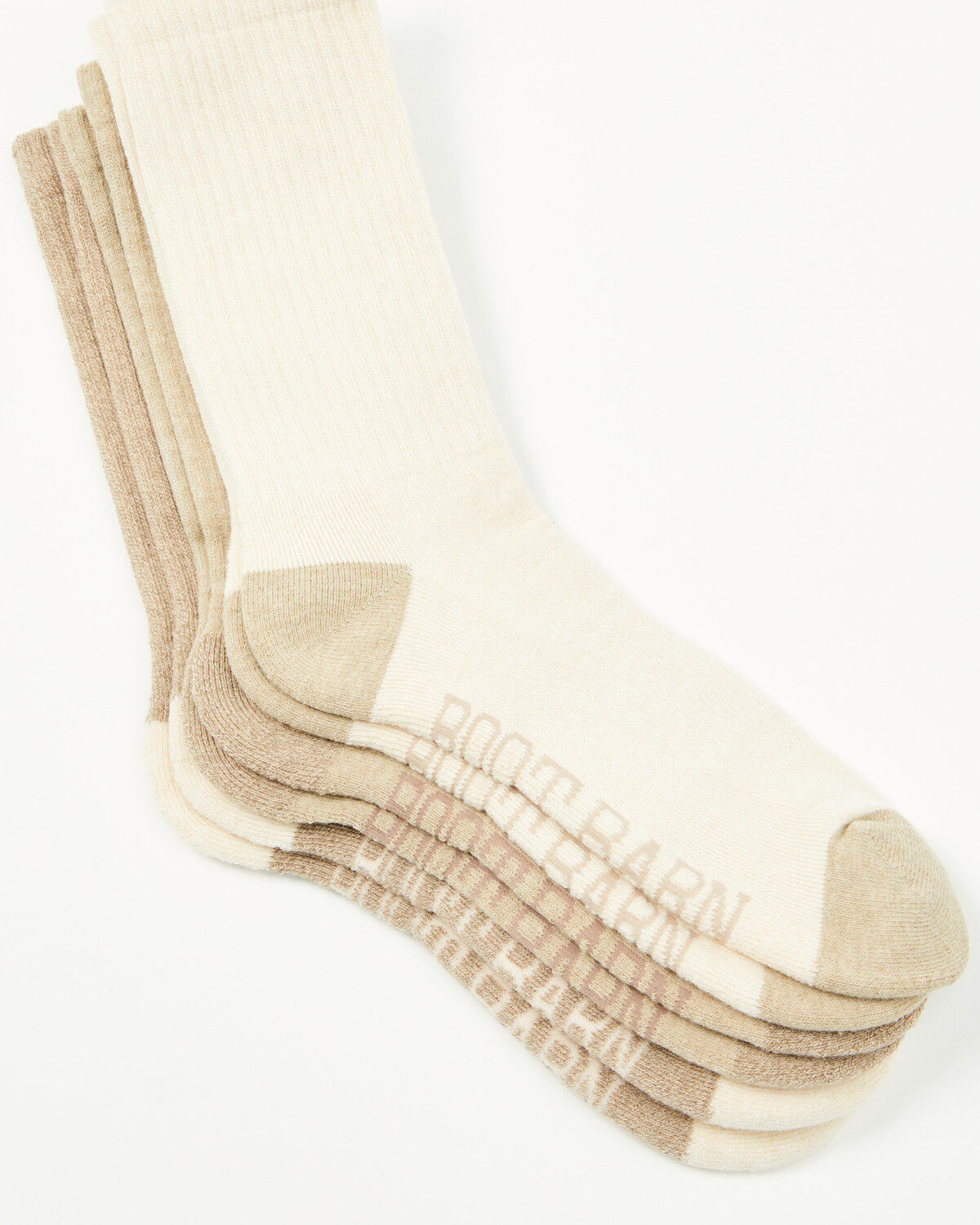 Image #2 - Boot Barn Women's Basic Crew Socks - 3 Pack, Tan, hi-res
