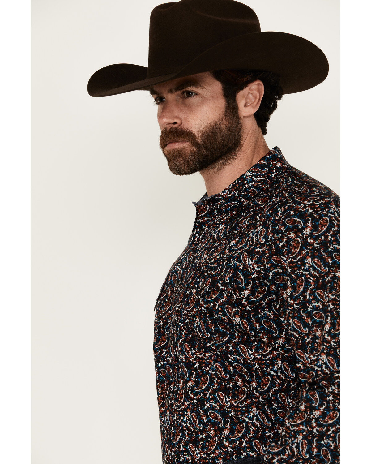 Image #2 - Cody James Men's Take Flight Paisley Print Long Sleeve Snap Western Shirt, Black, hi-res
