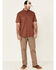 Ariat Men's Henna Solid Rebar Washed Twill Short Sleeve Button Down Work Shirt , Brown, hi-res