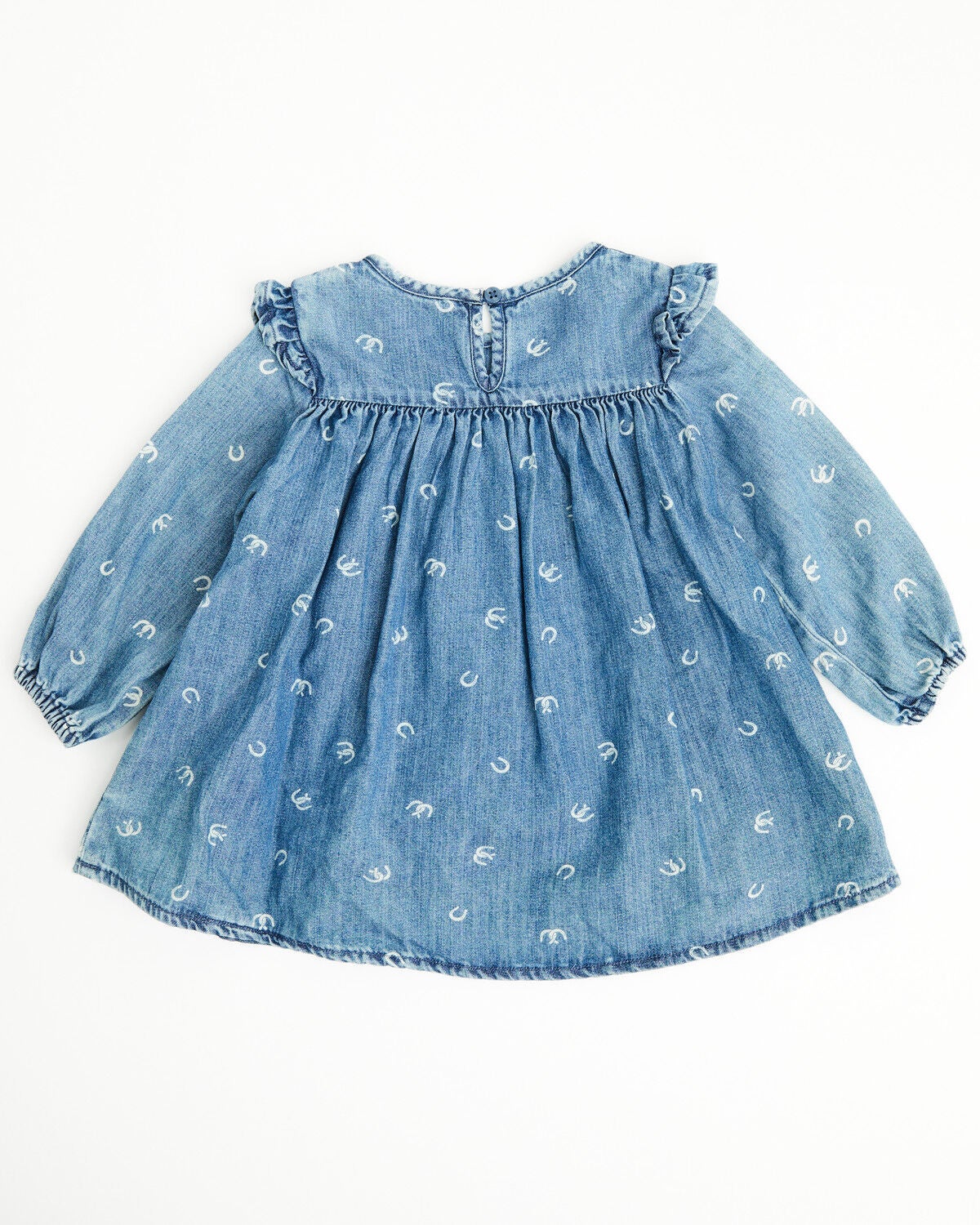Image #4 - Wrangler Infant Girls' Horseshoe Print Denim Dress Set - 2 Piece, Blue, hi-res