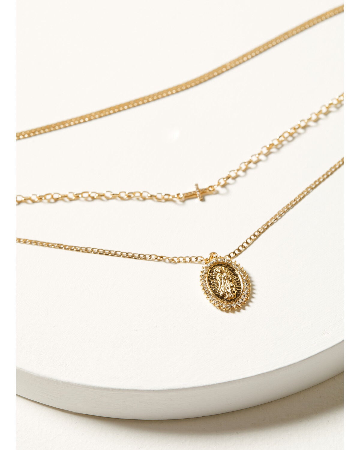 Shyanne Women's Saint Mary Layered Necklace, Gold, hi-res