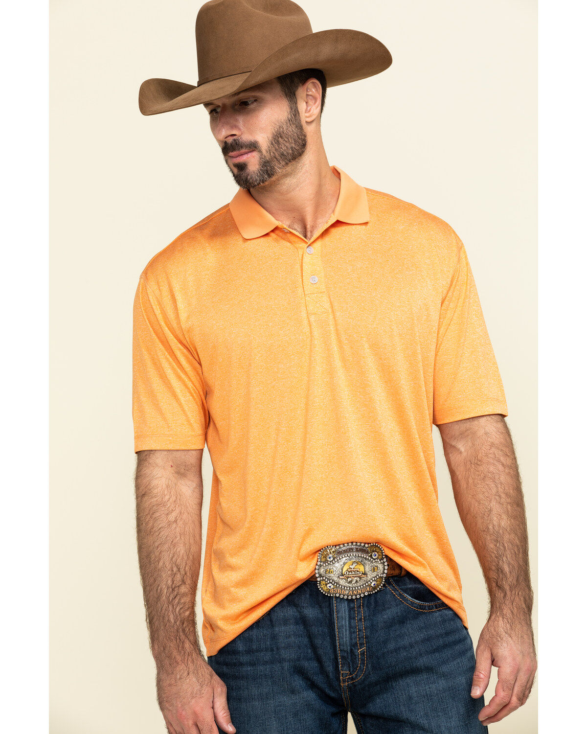 Image #1 - Cody James Core Men's Orange Tonal Short Sleeve Polo Shirt, , hi-res
