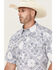 Image #2 - Cowboy Hardware Men's Boot Barn Exclusive Bandana Print Short Sleeve Snap Western Shirt, Navy, hi-res