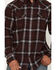 Image #3 - Moonshine Spirit&reg;&nbsp;Men's Oklahoma Plaid Print Long Sleeve Snap Flannel Shirt, Burgundy, hi-res
