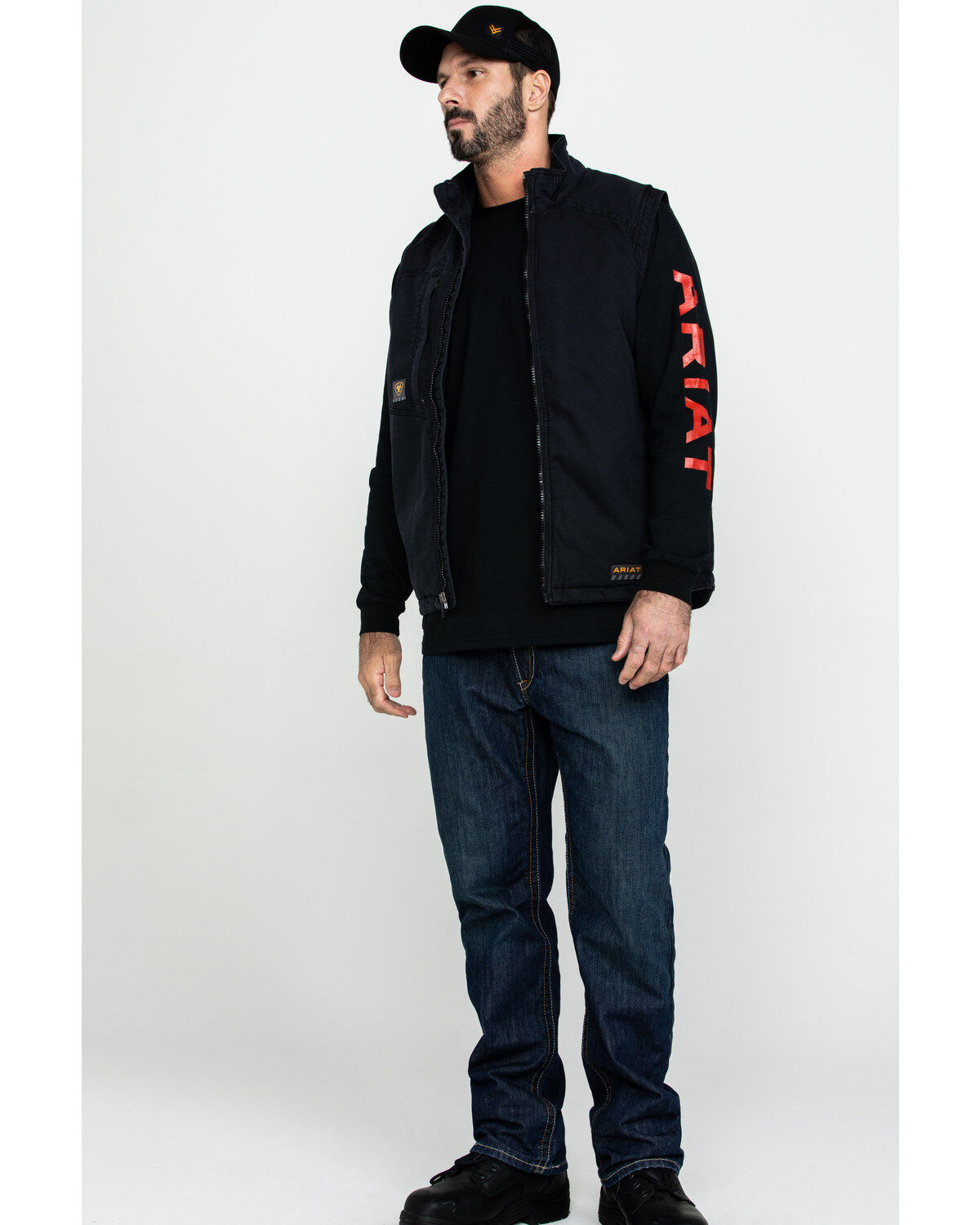 Image #6 - Ariat Men's Rebar Washed Dura Canvas Insulated Work Vest, Black, hi-res