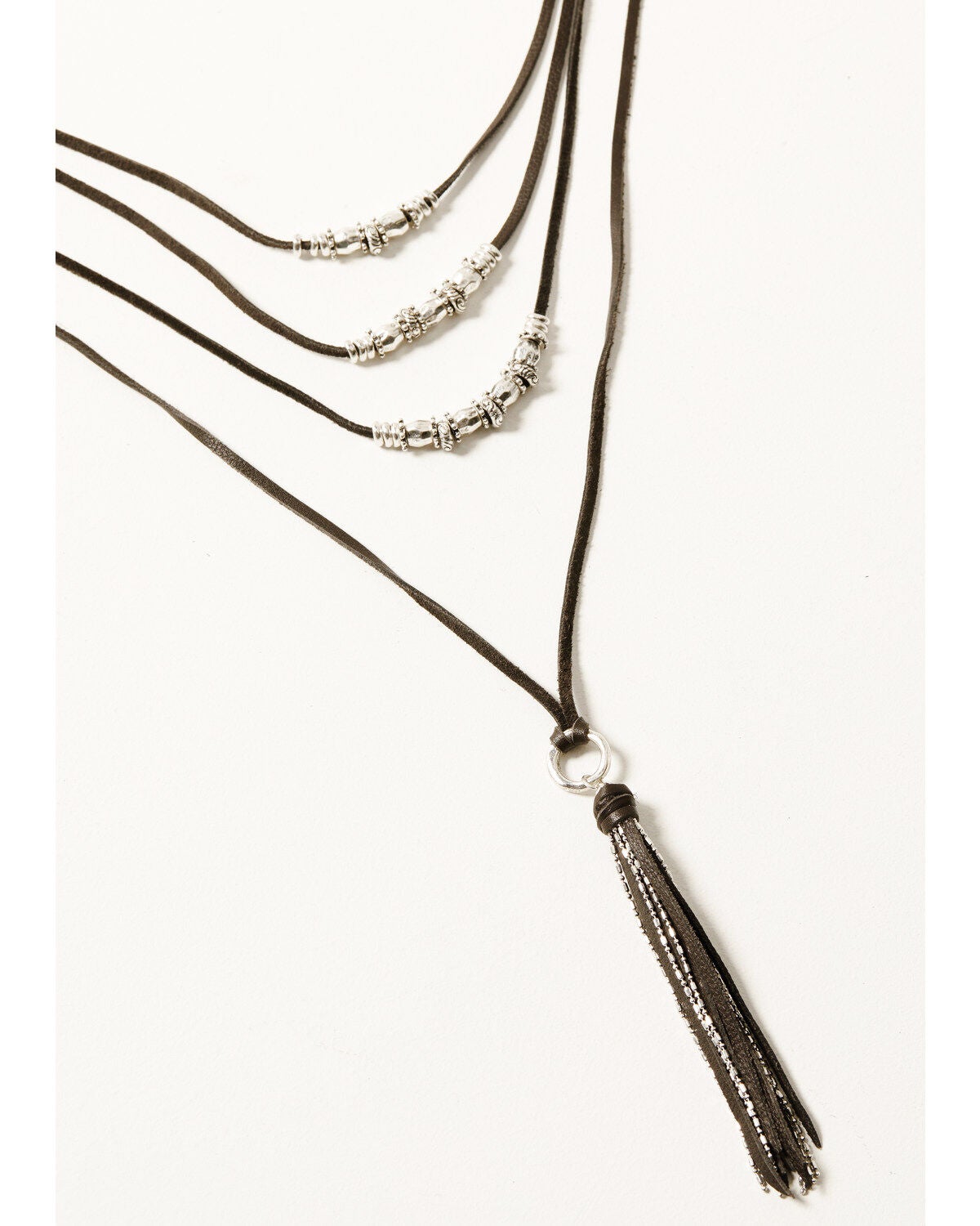 Shyanne Women's Dakota Layered Leather Necklace, Silver, hi-res