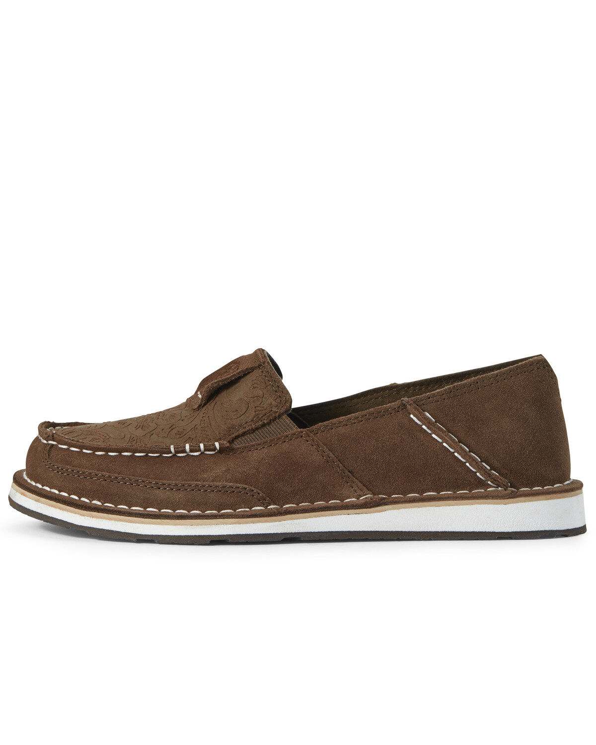 Image #2 - Ariat Women's Floral Embossed Cruiser Shoes - Moc Toe, Brown, hi-res
