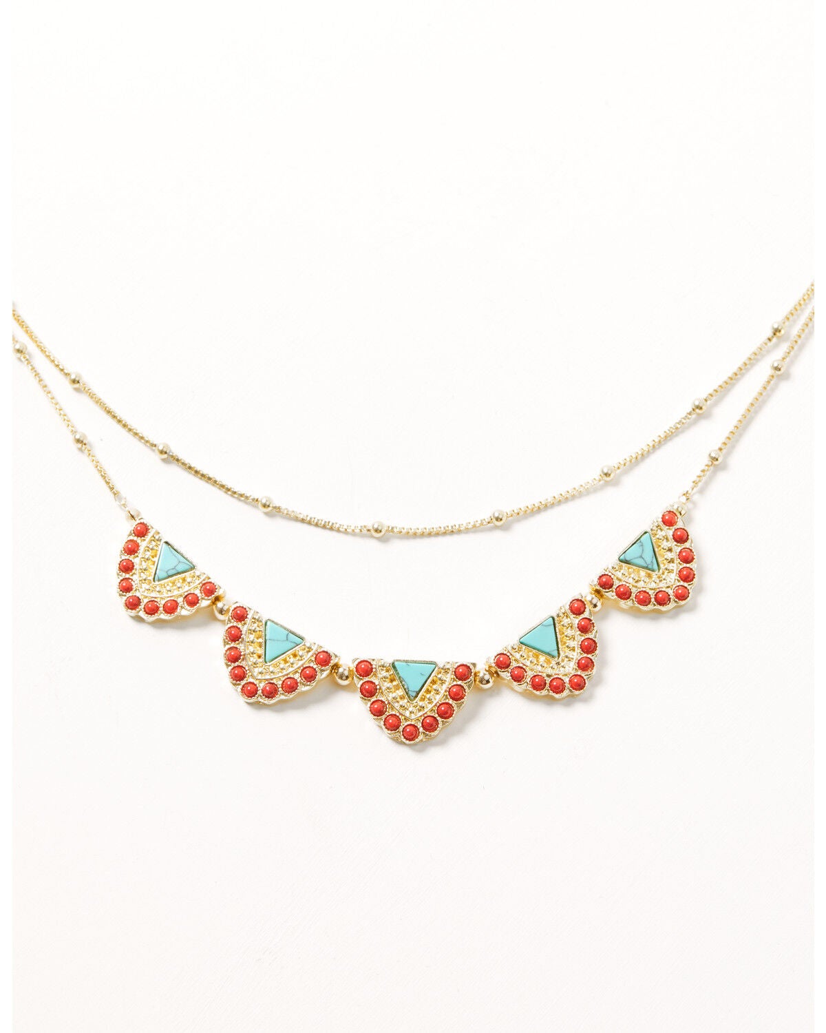 Shyanne Women's Fan Layered Necklace, Gold, hi-res