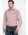 Roper Men's Large Fancy Plaid Long Sleeve Western Shirt , Red, hi-res