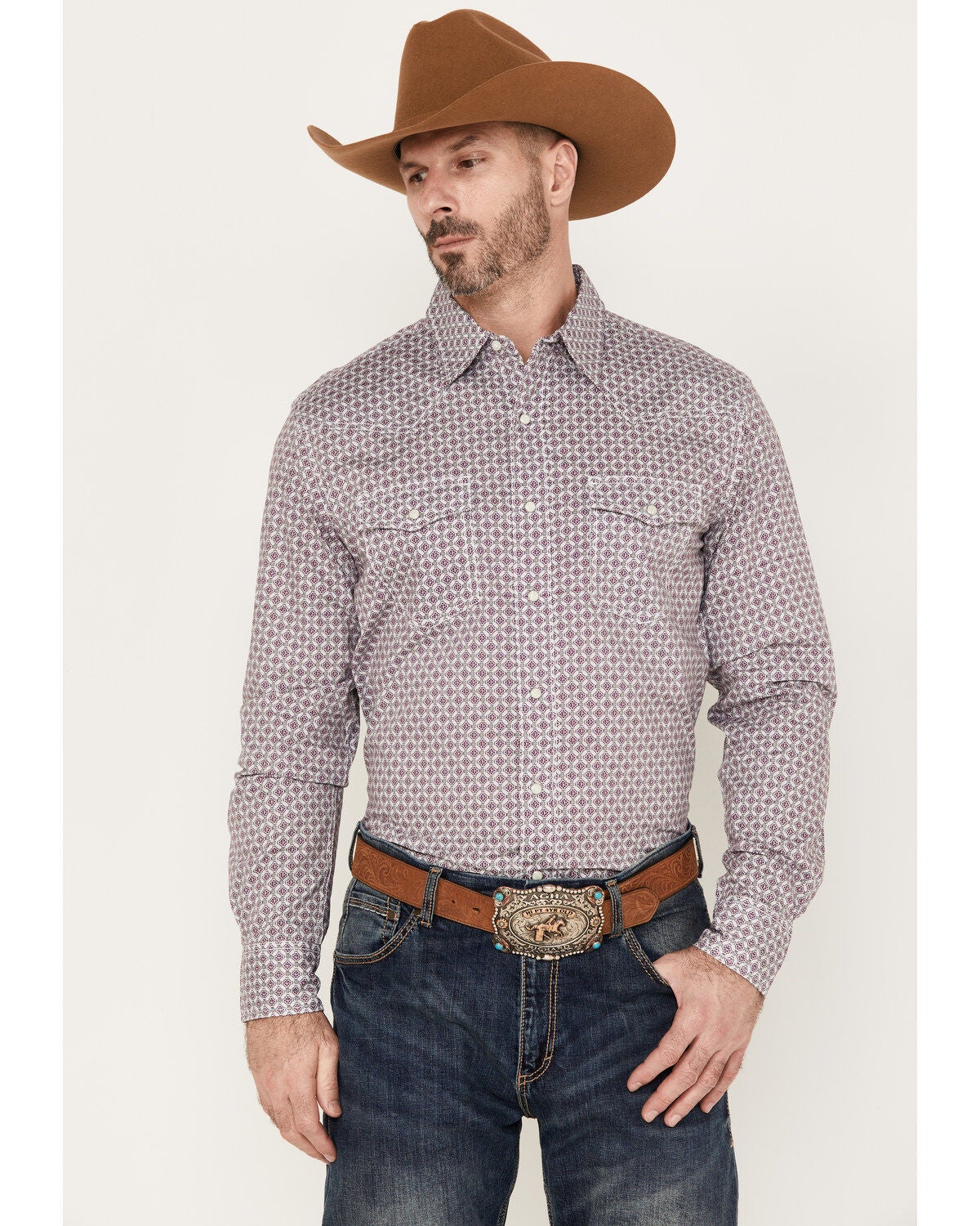 Image #1 - Wrangler 20X Men's Medallion Long Sleeve Snap Western Shirt, , hi-res