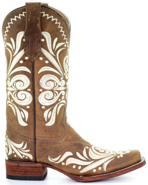 Image #2 - Circle G Women's Embroidery Western Boots - Square Toe, Tan, hi-res