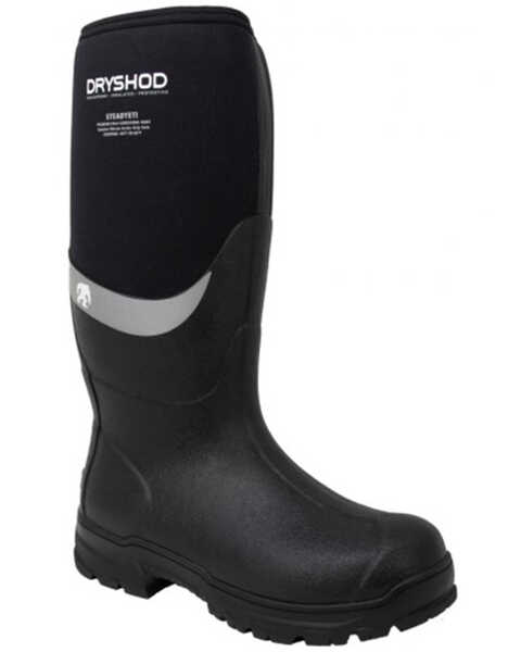 Dryshod Men's Steadyeti Hi-Cut Genuine Vibram Arctic Grip Pull On Outdoor Boots - Round Toe, Black/grey, hi-res