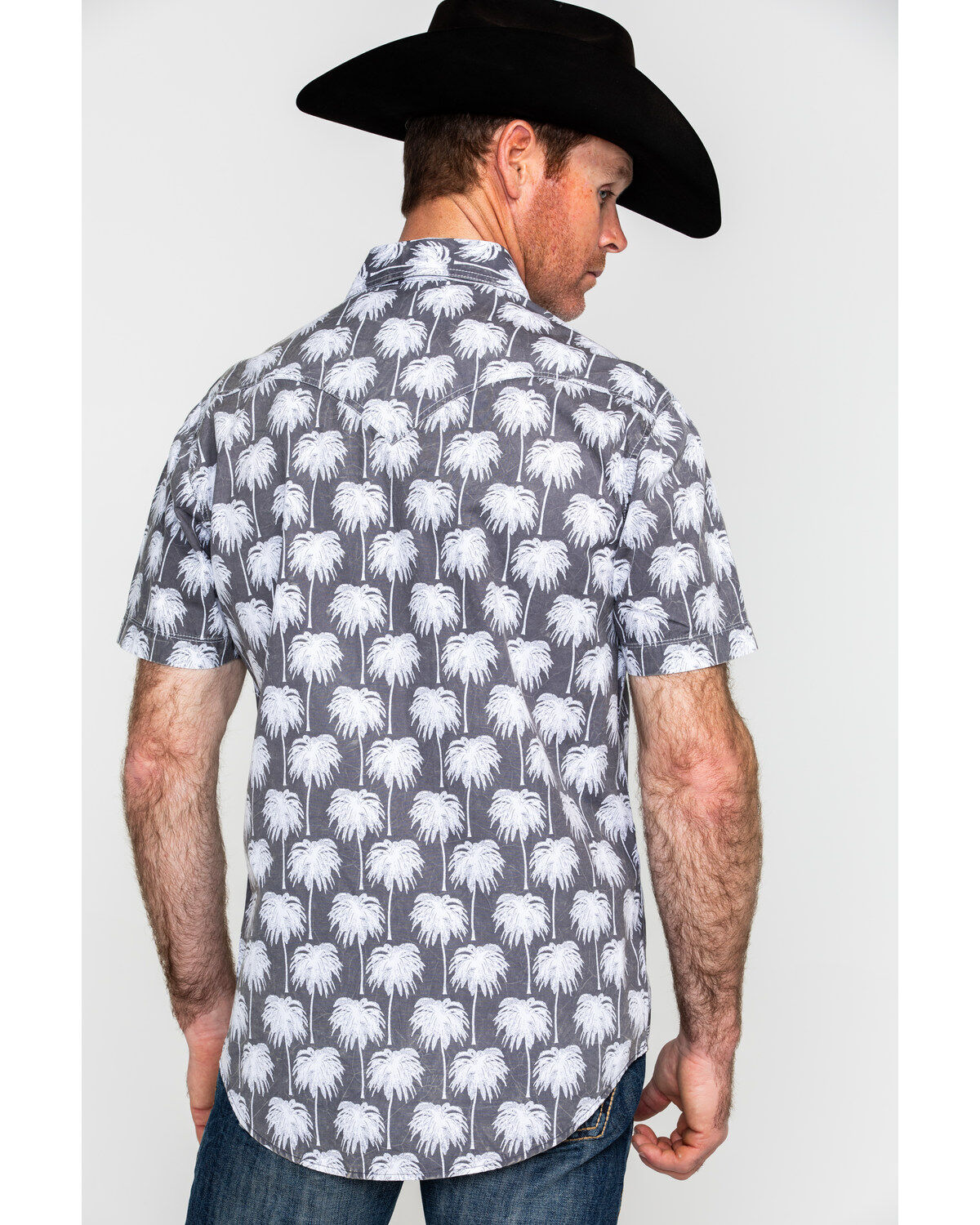 Image #2 - Rock & Roll Denim Men's Crinkle Washed Palm Print Short Sleeve Western Shirt, , hi-res