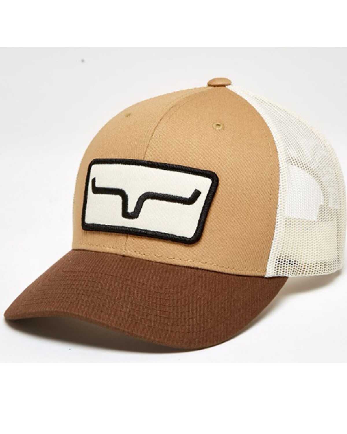 Image #1 - Kimes Ranch Men's The Cutter Logo Patch Mesh Back Trucker Cap, Brown, hi-res