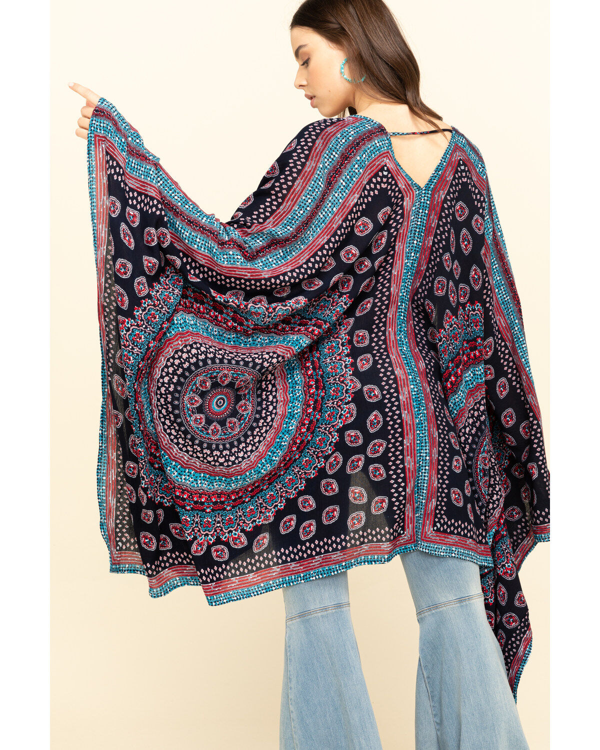 Image #2 - Patrons of Peace Women's Navy Americana Print Kimono, , hi-res