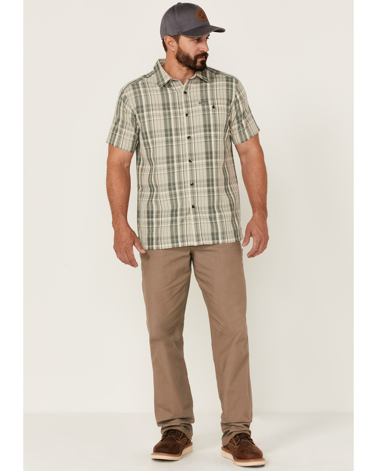 Image #2 - Columbia Men's Lakeside Trail Large Plaid Short Sleeve Button Down Western Shirt, Grey, hi-res