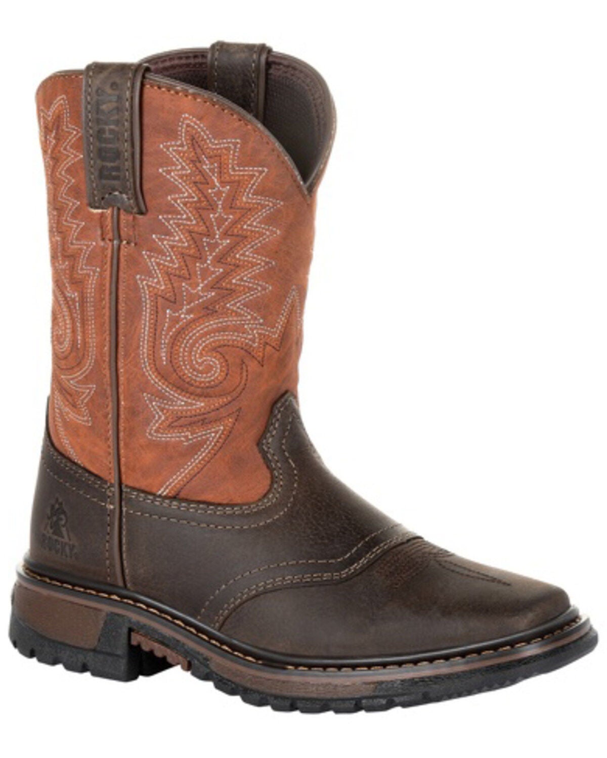Rocky Boys' Ride FLX Western Boots - Square Toe, Chocolate, hi-res
