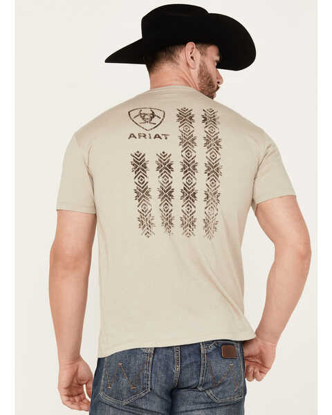 Image #4 - Ariat Men's Zuni Flag Logo Short Sleeve Graphic T-Shirt, Tan, hi-res