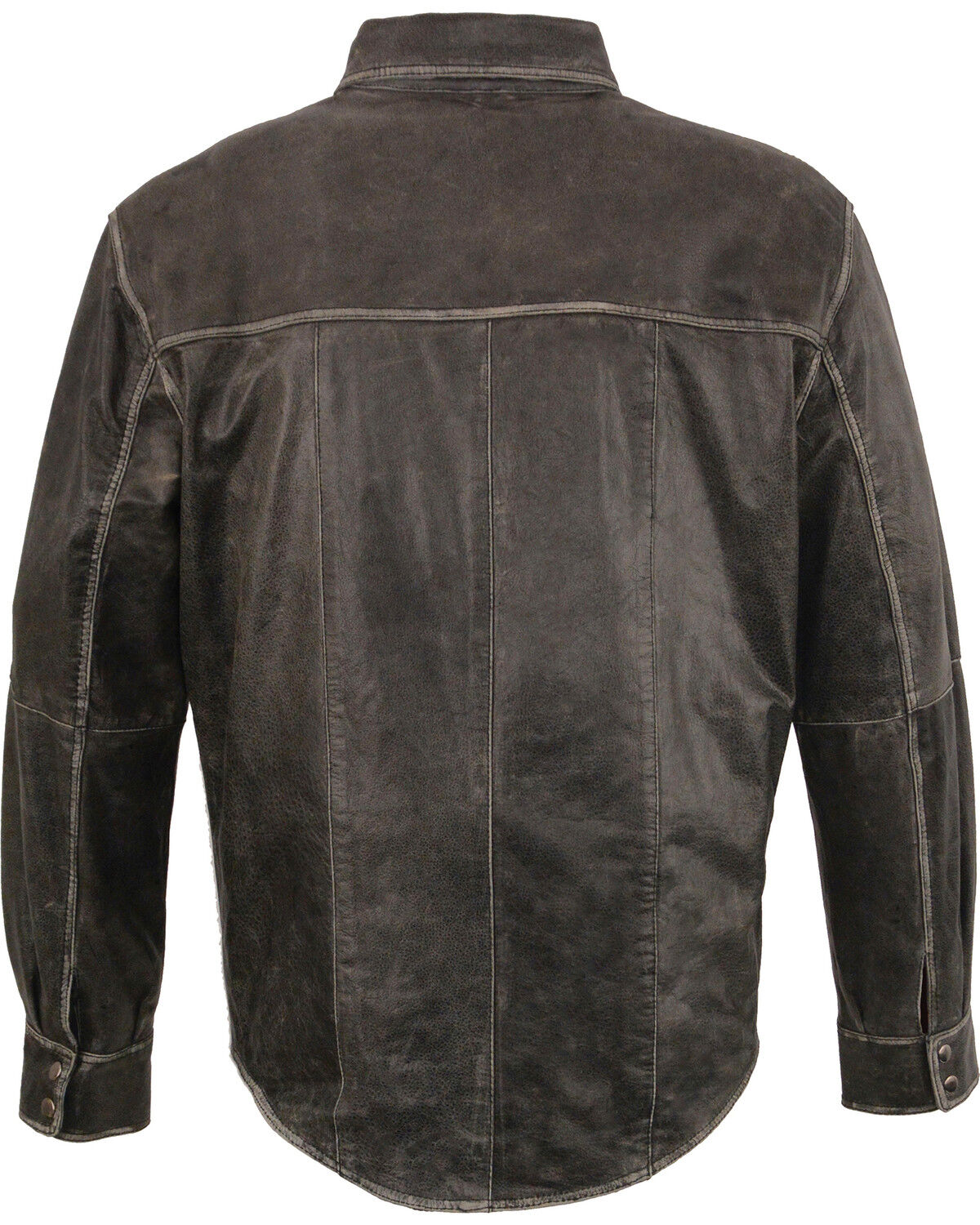 Image #3 - Milwaukee Leather Men's Lightweight Leather Long Sleeve Western Shirt, Grey, hi-res