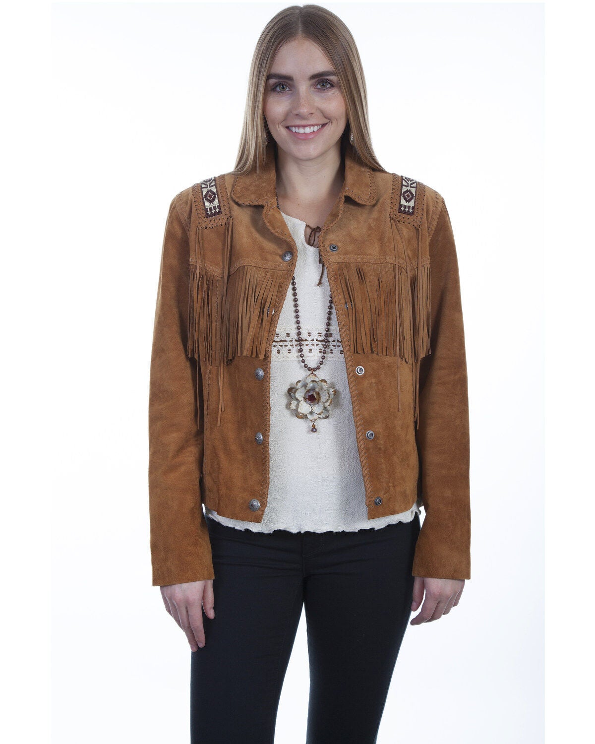 Image #1 - Scully Women's Boar Suede Beaded Fringe Jacket, , hi-res