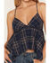 Image #3 - Cleo + Wolf Women's Plaid Print Hanky Hem Sleeveless Cami, Navy, hi-res