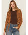 Image #2 - Vocal Women's Suede Tassel Jacket, Camel, hi-res