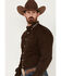 Resistol Men's Enzo Logo Long Sleeve Button Down Shirt, Brown, hi-res