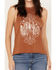 Rock & Roll Denim Women's Desert Graphic Muscle Tank, Russett, hi-res