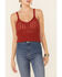 Image #3 - HYFVE Women's Ribbed Bottom Crochet Crop Cami , Rust Copper, hi-res