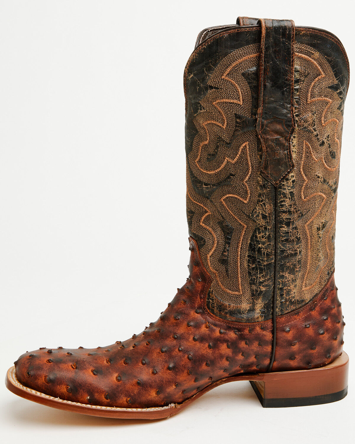 Image #3 - Tanner Marl Men's Exotic Ostrich Print Western Boots - Broad Square Toe, Brown, hi-res
