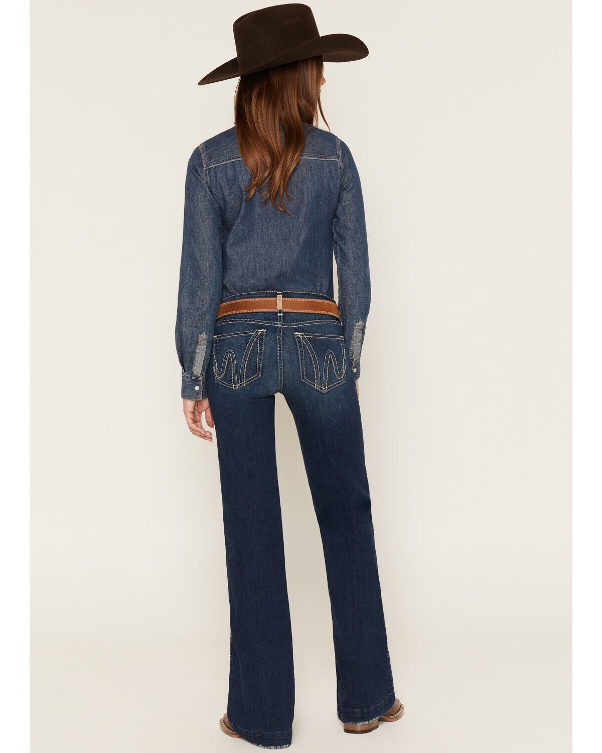 Image #3 - Ariat Women's R.E.A.L. Kacy Dark Wash Perfect Rise Trouser Stretch Denim Jeans, Dark Wash, hi-res