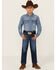Image #1 - Wrangler Retro Little Boys' Troxler Dark Wash Relaxed Bootcut Stretch Denim Jeans, Blue, hi-res