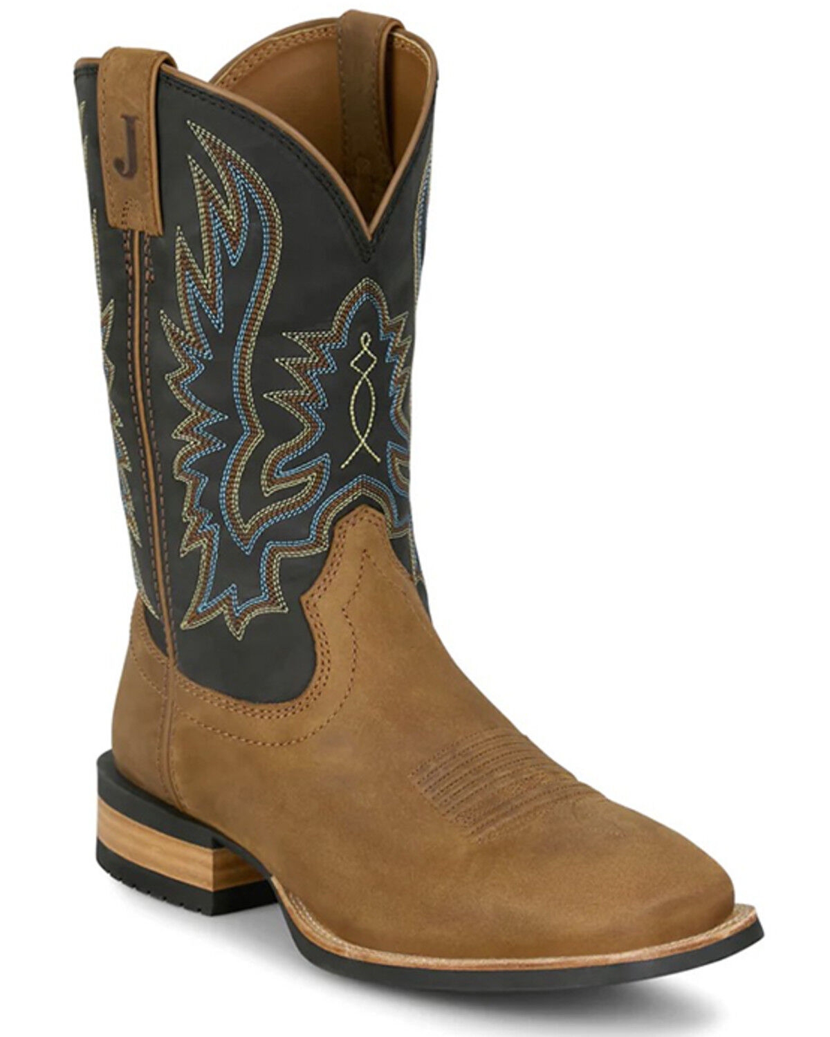 Image #1 - Justin Men's Rustle Performance Western Boots - Broad Square Toe, Black, hi-res
