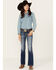 Image #3 - Miss Me Girls' Medium Wash Border Print Stretch Bootcut Jeans , Blue, hi-res