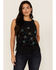 Idyllwind Women's Cameo Beaded Fringe Tank Top, Black, hi-res