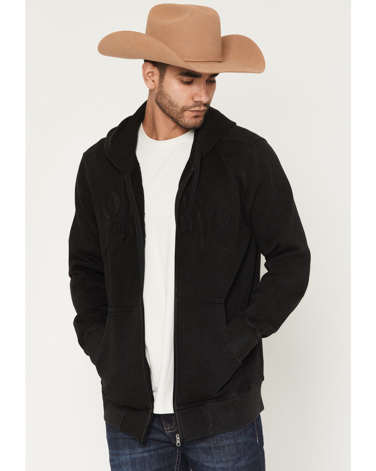 RANK 45&reg; Men's Outlaw Country Solid Hooded Jacket, Black, hi-res