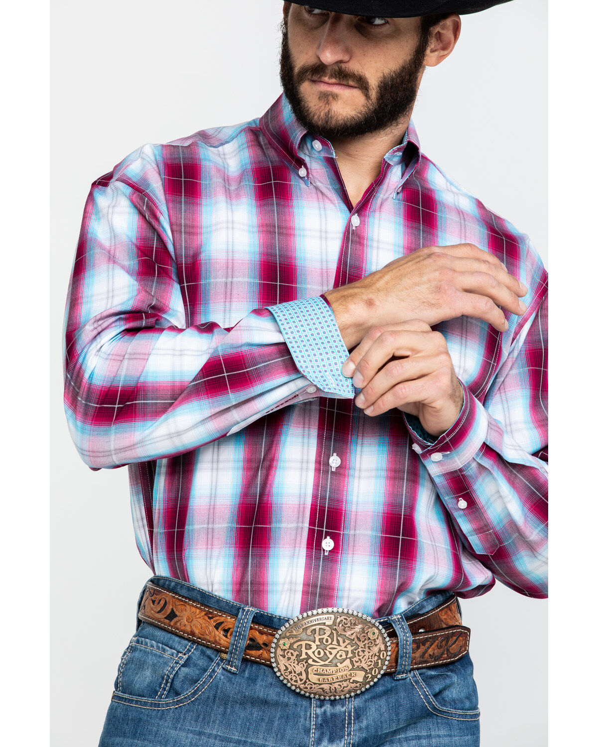 Image #4 - Stetson Men's Spring Ombre Plaid Button Long Sleeve Western Shirt , , hi-res