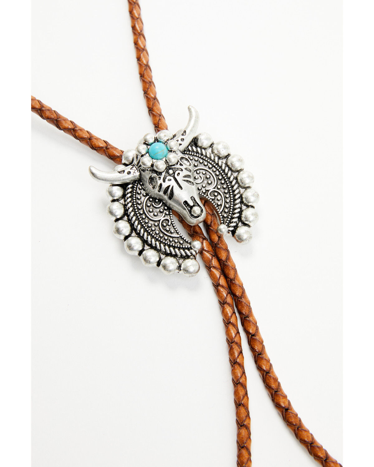 Image #2 - Shyanne Women's Crescent Steer Head Bolo Tie, Silver, hi-res