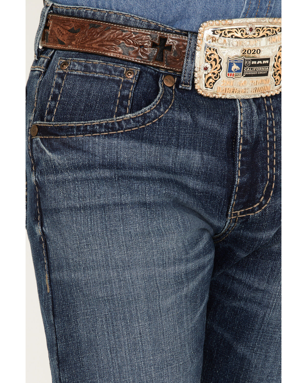 Image #2 - Rock 47 By Wrangler Cornflower Medium Dark Wash Stretch Slim Straight Jeans, Dark Medium Wash, hi-res
