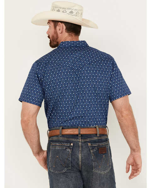 Cody James Men's El Paso Geo Print Short Sleeve Snap Western Shirt, Navy, hi-res