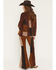Image #3 - Wrangler X Lainey Wilson Women's High Rise Patchwork Corduroy Bell Bottom Stretch Flare Jeans, Brown, hi-res