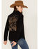 Stetson Women's Desert Scene Embroidered Long Sleeve Snap Boyfriend Denim Shirt, Black, hi-res