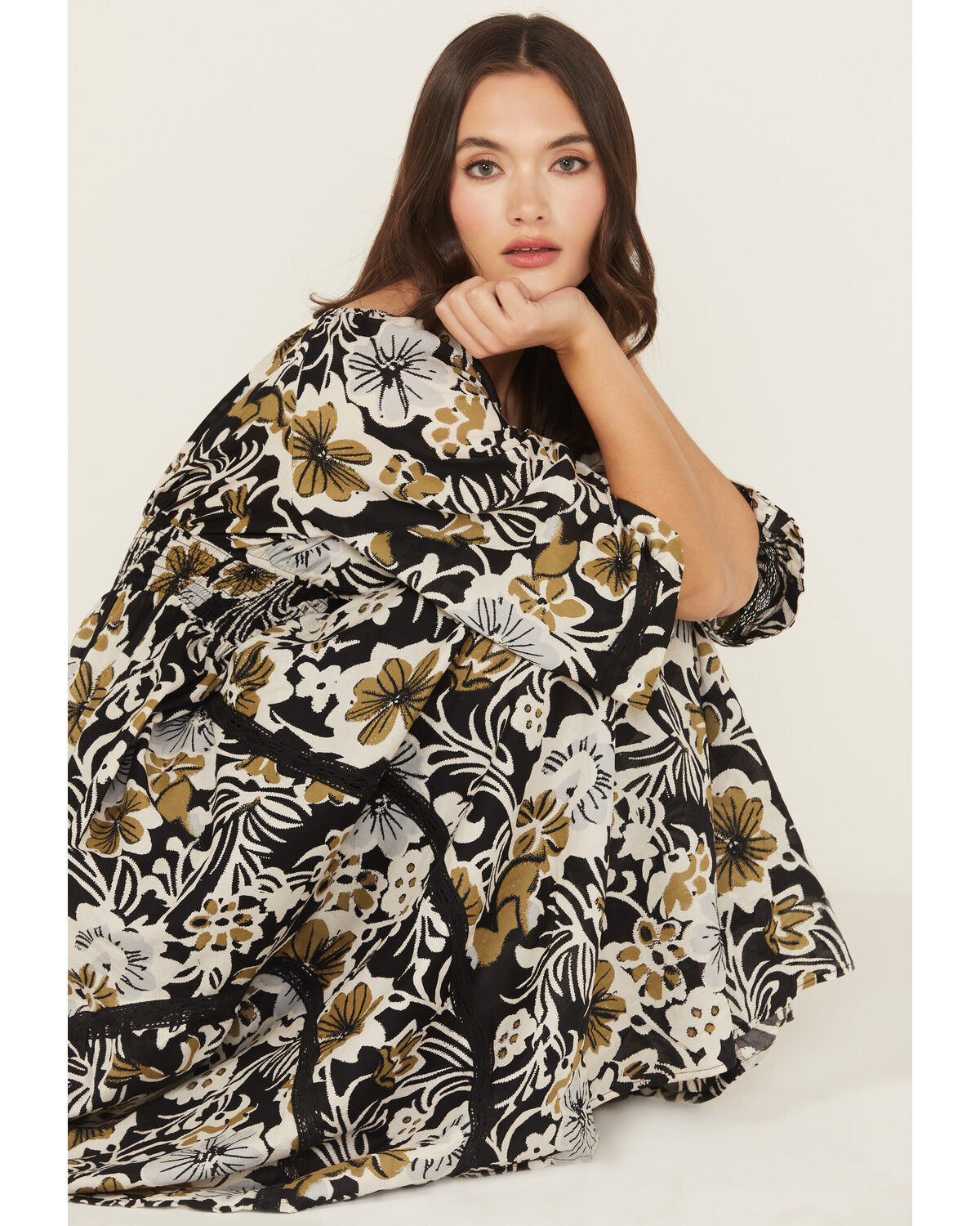Image #1 - Free People Women's Dixie Floral Print Maxi Dress, Black, hi-res