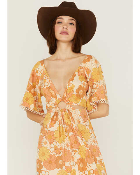 Image #2 - Z&L Women's Chiquitita Floral Print Short Sleeve Maxi Dress, Multi, hi-res
